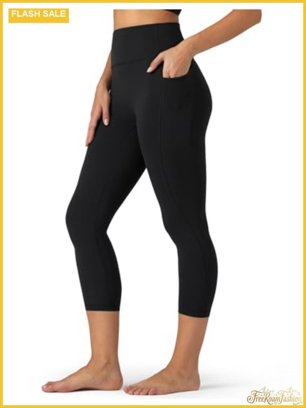 Capri Leggings with Pockets High Rise No Front Seam 4-Way Stretch